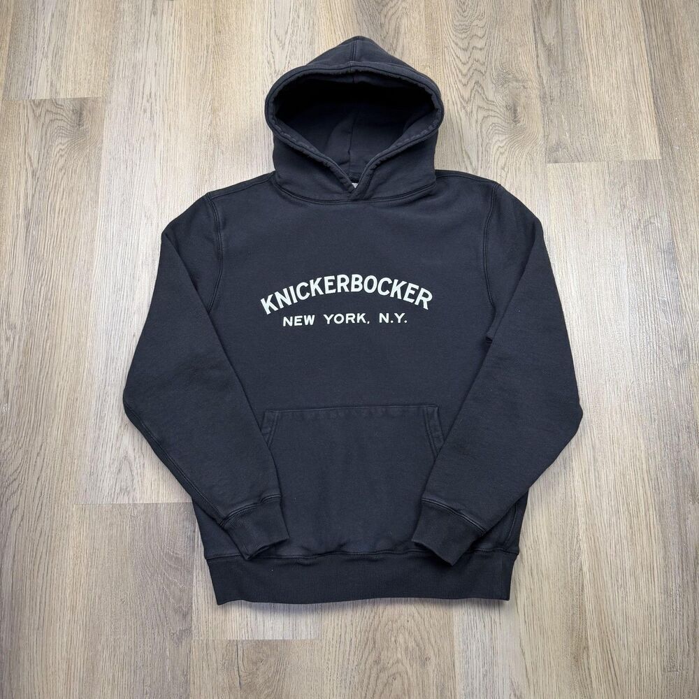 Knickerbocker Hoodie Mens Medium Black New York NY Graphic Sweatshirt Fleece